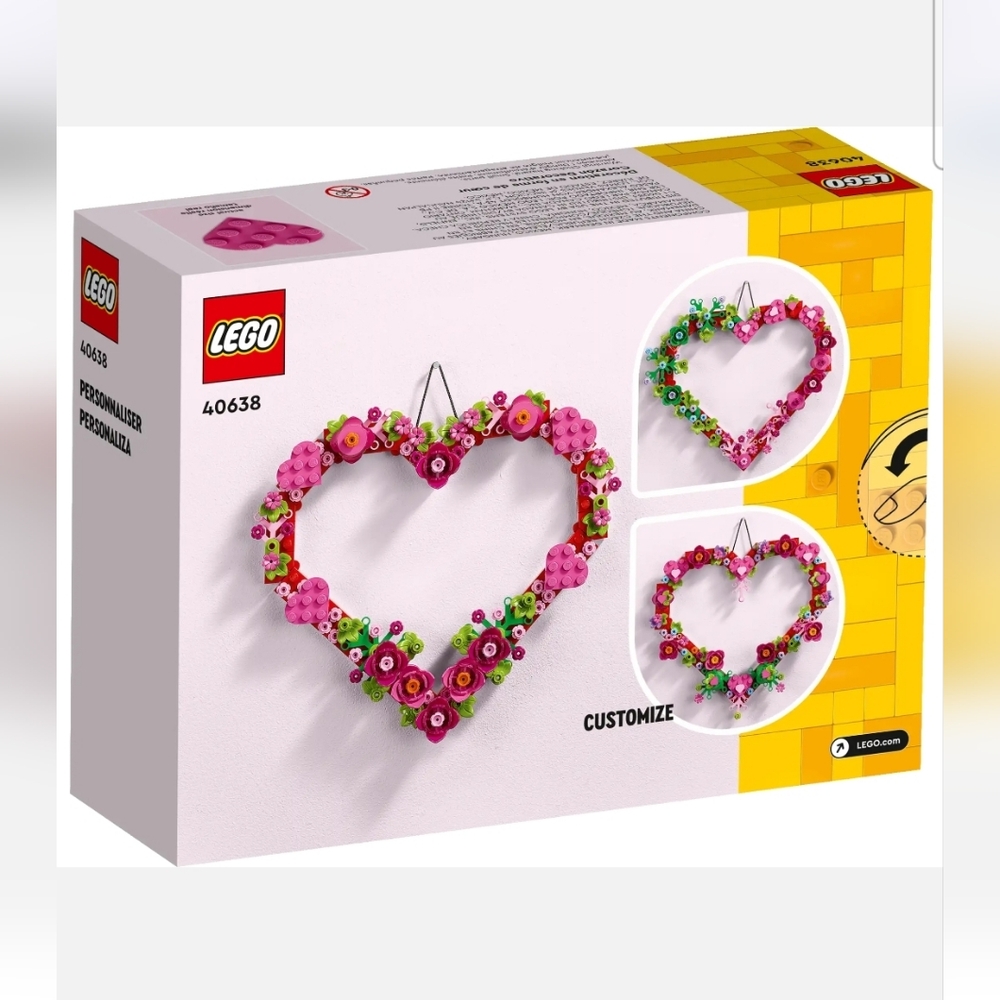 LEGO Floral Heart Decoration Set with Pink and Green 40638